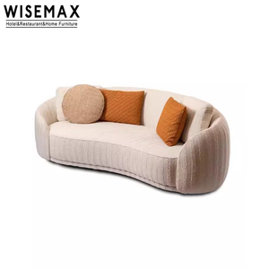 WISEAMX FURNITURE Italian Style 3 Seats Couch Wooden Frame Legs Fabric High Back <strong>Support</strong> Curved <strong>Sofa</strong> for Office Living Room - Product Image 6