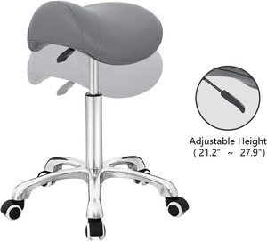 Taburete Hidráulico Rodante Ajustable Económico, Tapizado en Cuero Blanco Impermeable, Mueble de Peluquería <span class=keywords><strong>para</strong></span> Salón de Belleza, Oficina en Casa y Barbería - Product Image 6
