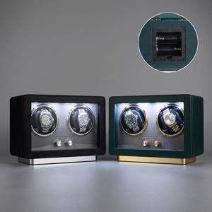 Boîte à <span class=keywords><strong>remontoir</strong></span> <span class=keywords><strong>automatique</strong></span> pour 2 montres Diplomat, alimentée par piles, avec lumière LED, moteur ultra-silencieux, 5 modes de rotation, arrêt <span class=keywords><strong>automatique</strong></span> - Product Image 1