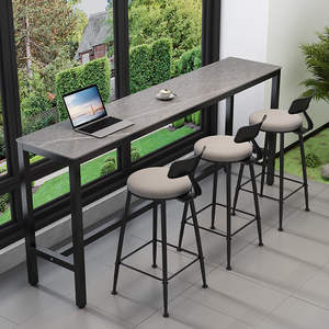 โต๊ะบาร์และเก้าอี้ที่ทันสมัยโต๊ะบาร์แคบแบบเรียบง่ายโต๊ะยาวสำหรับร้านชานมและเก้าอี้ - Product Image 5