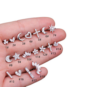 Gioielli per Piercing all'Orecchio in Acciaio Inox all'Ingrosso, Piercing <span class=keywords><strong>Helix</strong></span> Conch Anti-tragus Rook con Zirconi, <span class=keywords><strong>Orecchino</strong></span> Curvo per Cartilagine per Donne - Product Image 5
