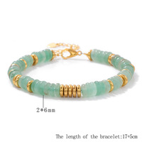 Bracelet en perles de pierres naturelles colorées faites à la main, style bohème tendance, en acier inoxydable étanche, cadeau classique