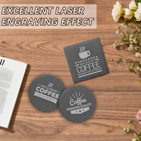 Sous-verres en ardoise noire vierges 4x4 ronds et carrés pour gravure laser, personnalisables avec logo, vente en gros