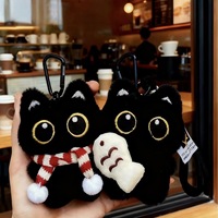 Porte-clés en peluche doux de haute qualité, motif dessin animé, chat et poisson, accessoires mignons