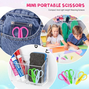 Forbici Tascabili Mini in Rosso, Rosa, Viola, Blu, Verde e Giallo con Copertura in Silicone, Confezione in Cartoncino per Cucito - Product Image 5