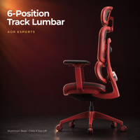 Chaise de bureau ergonomique AOR à dossier haut en maille, appui-tête 4D, accoudoirs 5D, base lombaire en alliage, vérin à gaz classe 4, certifiée BIFMA, rouge, vente en gros usine