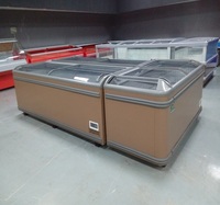 Réfrigérateur horizontal commercial, vitrine pour la présentation de la viande, réfrigérateur avec porte en verre