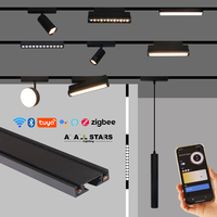 Système de rail lumineux magnétique fin de 6 mm, noir et blanc, ultra fin, montage en surface au plafond, rail LED linéaire, spot magnétique