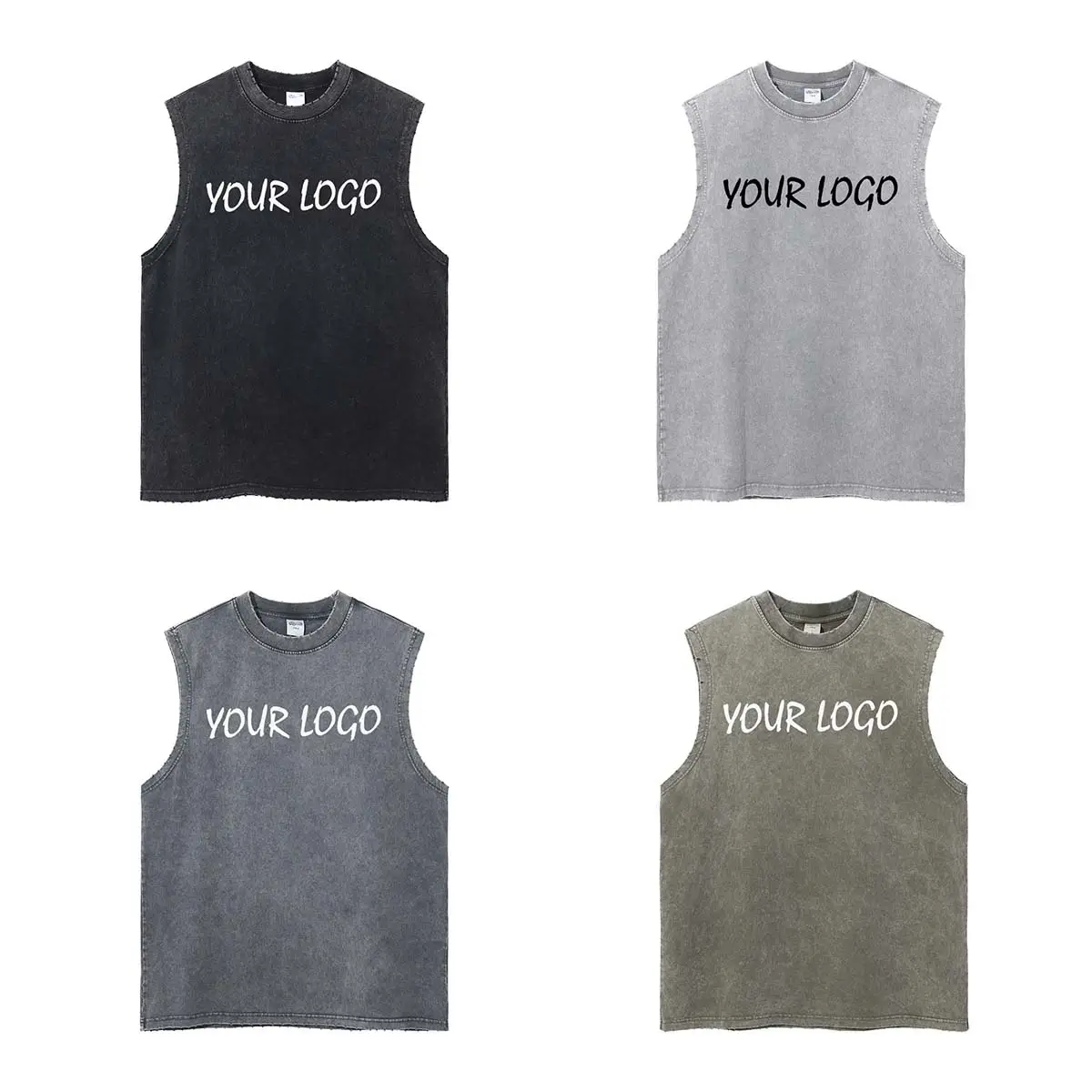 Fashion Brand Loose Sleeveless T-shirt American High Street Vintage Washed Cotton Sports Men's Tank Top