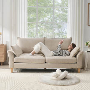 Canapé moderne pliable de 79 pouces de large avec cadre en métal rembourré et assise profonde pour salon et appartement - Product Image 5