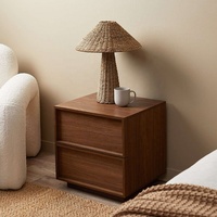Table de chevet en noyer, table d'appoint, meuble de chambre à coucher, table de chevet en bois avec 2 tiroirs