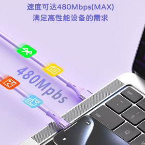 Silicone Fast <b>Charging</b> <b>Cable</b> Type C 1 Meter For Mobile Phone Power Bank Purple - Product Image 4
