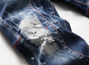 Quần Jean Nam Thiết Kế Hiện Đại Phong Cách Đường Phố Thời Trang Độc Đáo Dáng Rộng Có Khóa Kéo Vải Denim Xước Điểm Màu Sắc Tùy Chọn Bán Buôn Từ Xưởng RTS 2021 - Product Image 4