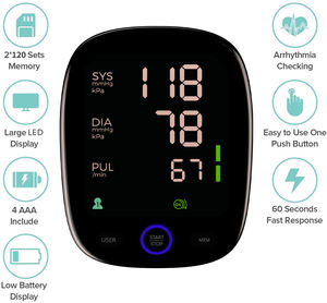 Medidor de Pressão Arterial Rápido e Fácil para Uso Doméstico Finicare com 2 Tamanhos de Braçadeira Incluídos - Product Image 2
