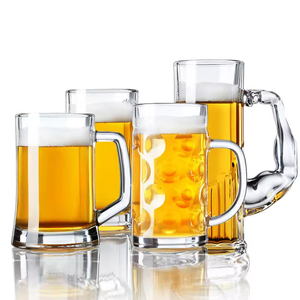 Vente en gros de mugs à bière classiques personnalisés de 17/40 oz, épais et robustes, en verre, avec poignée - Product Image 2