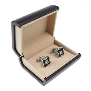 Boîte à boutons de manchette Rectangle noir de haute qualité pour hommes Boîte cadeau élégante pour boutons de manchette - Product Image 1