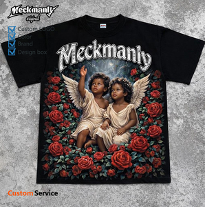 เสื้อยืดผู้ชายสีดำ แบรนด์ Meckmanly แขนสั้น ผ้าฝ้าย 100% ลายพิมพ์ สไตล์สตรีท คอกลม ทรงปกติ - Product Image 4
