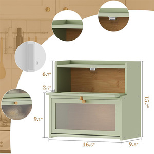 Caja de almacenamiento de alimentos de doble capa, material de madera con puerta de malla para pan y postres, uso doméstico en la cocina - Product Image 5