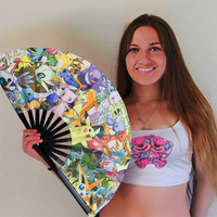 Grands Éventails Pliants Vintage Couleur Unie Kung Fu Noir Art Populaire Chinois Peinture Bambou Plastique DIY Fans de Danse à la Main Mariage