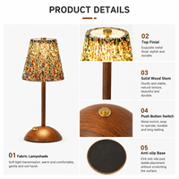 Lampe de table portable sans fil USB à LED avec abat-jour en tissu à commande tactile rechargeable pour mariage, chambre, hôtel, bar, café
