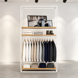 Armario expositor de ropa alto con estructura metálica negra, estantes, barra <span class=keywords><strong>para</strong></span> colgar y marco <span class=keywords><strong>para</strong></span> fotos, <span class=keywords><strong>para</strong></span> exportación - Product Image 3