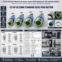Interrupteurs à bouton-poussoir lumineux étanches en acier inoxydable IP67 10A 12mm/16mm/19mm/22mm