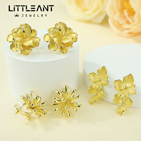 Boucles d'oreilles clous élégantes et simples, couleur or, motif floral, à la mode, inaltérables, pour mariées, cadeau de mariage