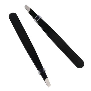 プロ仕様精密ステンレス眉毛ピンセット湾曲した傾斜先端完璧な美容整形 - Product Image 3