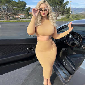 Trend ing Long Skirt Zweiteiliges Set Frühling Damen bekleidung Fashion Solid 2-teiliger Freizeit rock Anzug Logo Bedrucktes Maxirock-Set - Product Image 4