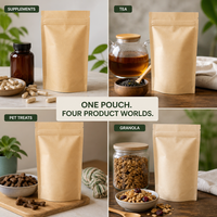 Sachet Doypack Industriel Compostable en Kraft Testé OWS avec Fermeture Zip Refermable