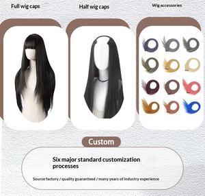 Nouvelle perruque complète pour femme, longue, ondulée, effet dégradé brun, cheveux bouclés, en soie mate européenne, à trame unique - Product Image 2