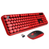 OEM ODM Wireless Keyboard and Mouse Combo 104 Keys FullSized 24 GHz Round Keycap Colorful Keyboard Set USB Receiver Plug and Pla