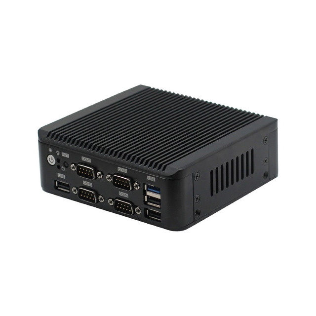 Industrial Mini PC 4x COM RS232 2x Gigabit LAN Fanless Intel J1900 N2900 E3845 VGA 1920x1200 USB 3.0 DC 12-19V Wide Input