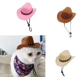 Pet Hat Dog Cat Western Cowboy Hat Halloween Pet Universal Funny Retro Photo Prop accessori per cani decorazione per bambole