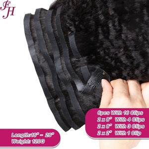 Extensiones de Cabello con Clip FH Seamless, Color Negro Natural, Estilo Kinky Straight - Product Image 5