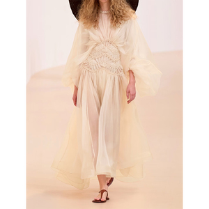 <span class=keywords><strong>Abito</strong></span> da festa elegante in <span class=keywords><strong>Organza</strong></span> di seta a manica lunga di alta qualità per le donne traspirante comodo per il servizio OEM estivo - Product Image 6