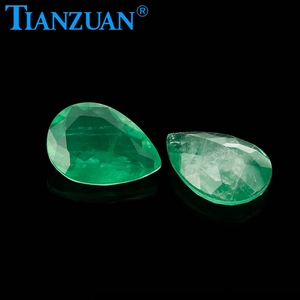 Đá Quý Rời Ngọc Lục Bảo Tổng Hợp Hình Quả Lê Màu Xanh Lục Nhạt Pha Lê Trắng Tự Nhiên - Product Image 4