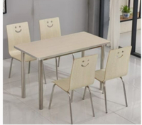 Vente en gros de mobilier de cantine moderne pour restauration rapide, 4/2 places, table et chaises en bois pour restaurant, cafétéria, à vendre