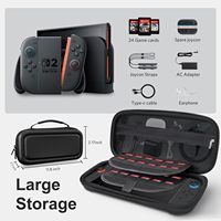 Pour Nintendo Switch 2 (2025) grand étui Ultra mince EVA pochette de voyage peut contenir 24 jeux + protecteur d'écran (noir)