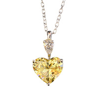 CAOSHI-collar con colgante de corazón blanco y amarillo puro para mujer, Gargantilla con diamantes de imitación, Circonia cúbica, zirconia, circonita, zirconita, diseño liso, venta al por mayor