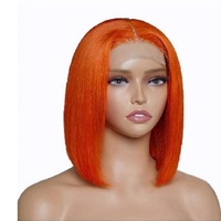 Pelucas FH Super Double Drawn con Cierre de Encaje 4x4, Cabello Virgen Vietnamita, Color Naranja Jengibre, Peluca Corta Bob, Pelucas de Cabello Humano sin Pegamento