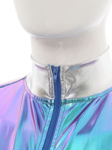 Men Dance Jumpsuit Metallic Holographic Stage Show Sleeveless Performance Costume Unitard Custom Made - Product Image 3