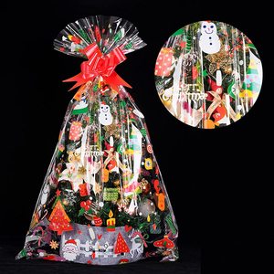 <span class=keywords><strong>24x36</strong></span> pouces bonhomme de neige noël Santa Cellophane sacs de panier avec nœud de traction - Product Image 1