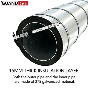 Coudes, raccords en T et réducteurs en acier galvanisé à <span class=keywords><strong>double</strong></span> <span class=keywords><strong>paroi</strong></span> en mousse de caoutchouc de 15 mm pour conduits d'air isolés en spirale pour applications marines et CVC - Product Image 2