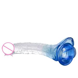 Jouets sexuels <span class=keywords><strong>Gode</strong></span> pour femmes <span class=keywords><strong>Gode</strong></span> réaliste en gelée de cristal bicolore avec ventouse - Product Image 5