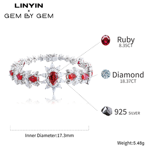 Offres Spéciales Bonne Qualité S925 Argent Femmes Fine Bijoux De Luxe Laboratoire Créé Bracelet De Pierres Précieuses Lab Grown Ruby Fine Bracelets - Product Image 2