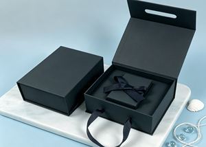 Eco-Friendly Recyclable Thick <b>Black</b> Special Hard Paper Book Shaped Gift <b>Box</b> with Magnetic Closure and Same Color Ribbon Handle - Product Image 3