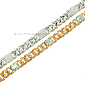 Rectangle Colored <b>Cuban</b> <b>Chain</b> Bracelet Hipster Nightclub Hip-hop Locomotive Bracelet Bracelet Tanjing - Product Image 5