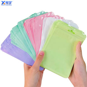 Sacs à fermeture éclair colorés Macaron Mylar avec fenêtre transparente anti-odeur pochettes en plastique Euro trou pour aliments pour animaux de compagnie et colliers - Product Image 2