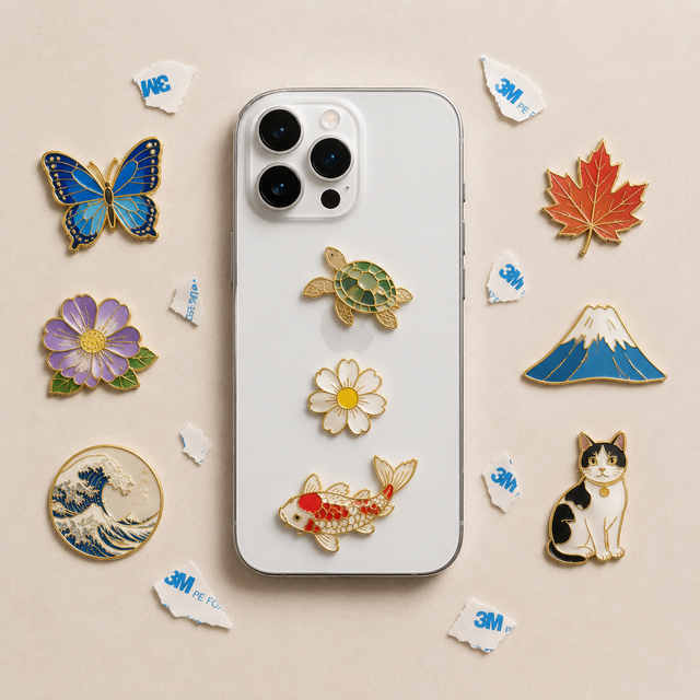 Custom Logo Back Adhesive Pin for Phone Case Metal Customized Hard Soft Enamel 3D Mobile Phone Stickers
